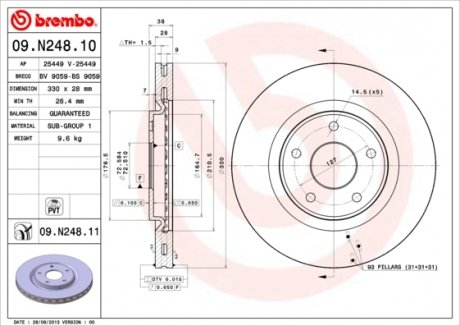 09.N248.11 BREMBO Тормозной диск