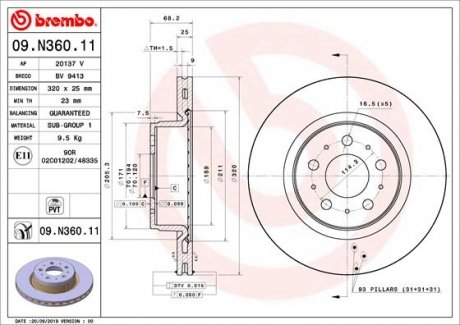 09.N360.11 BREMBO Тормозной диск