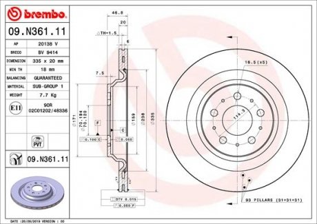 09.N361.11 BREMBO Тормозной диск