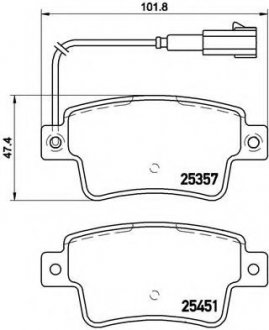 P23142 BREMBO Комплект тормозных колодок задн. Abarth Grande Punto, Punto, Punto Evo Fiat Grande Punto, Punto, Punto Evo 0.9-1.6D 05.08-