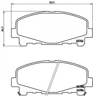 P28043 BREMBO Комплект гальмівних колодок з 4 шт. дисків