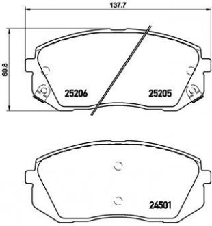 P30056 BREMBO Комплект гальмівних колодок з 4 шт. дисків