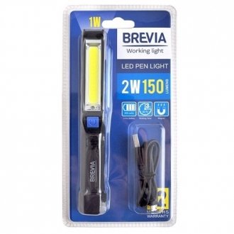 11220 BREVIA Лампа інспекційна LED PEN 2W COB + 1W LED 150lm 900mAh, microUSB