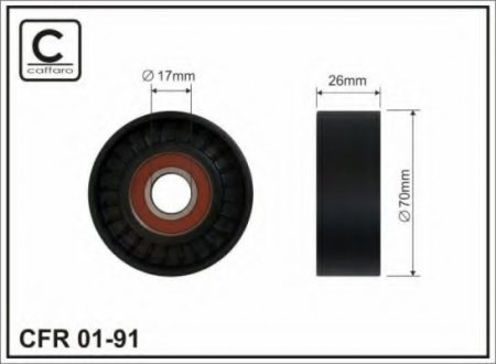 01-91 CAFFARO 70x17x26 Ролик паска приводного Toyota Avensis/Corolla 1.6/1.8 00-