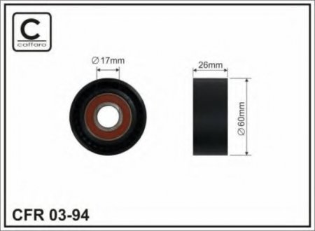 03-94 CAFFARO 60x17x25 Ролик паска приводного Peugeot Bipper, Partner 1.1/1.4/1.4 16V/1.6 16V 06.96-