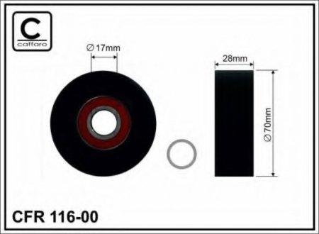 116-00 CAFFARO 70x17x28 Ролик паска приводного Bmw X5 4.4