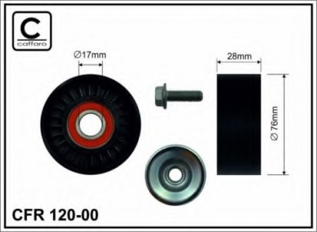 12000 CAFFARO Ролик натягування 76x17x28  Audi A4/A6 1.6/1.8T/2