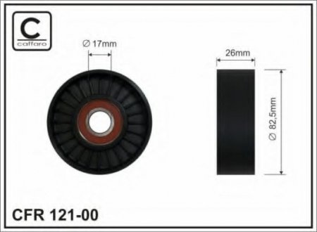 121-00 CAFFARO Ролик паска приводного Hyundai Santa FE/Sonata III/IV/Kia Magentis/Sportage, 2.5 V6/2.7 V