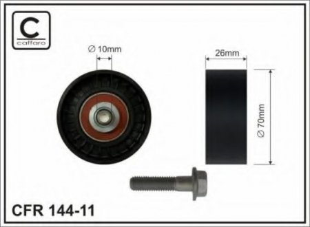 144-11 CAFFARO 70x10x25.5 Ролик паска приводного Ford Mondeo II, Focus I, Maverick, MAZDA Tribute, 1.6/1.8/2.0 09.96-