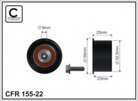 155-22 CAFFARO 52.5x8x23 Ролик паска приводного Opel Zafira 1.6-1.8 98-