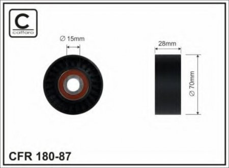 180-87 CAFFARO 70X15X28 plastic Ролик паска приводного Skoda/VW/Audi 1.2 TDi, 1.4TDi