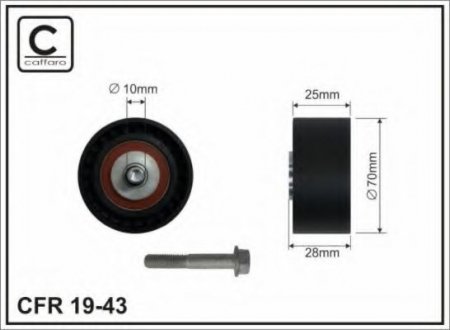 19-43 CAFFARO 70x10x25 Ролик паска приводного PSA 2.0HDI/2.2HDI