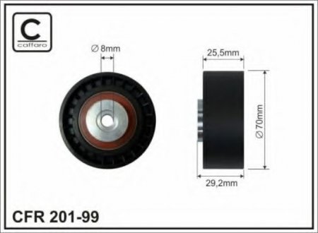 201-99 CAFFARO 70x8x25,5 Ролик паска приводного DB M103/104 124/201