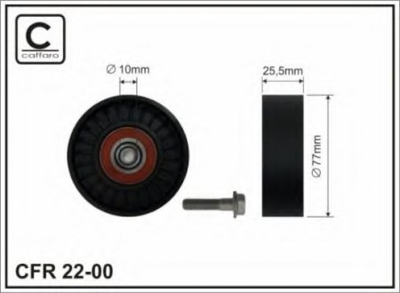 22-00 CAFFARO 76x10x25 Ролик паска приводного Citroen/Peugeot/Fiat/Lancia