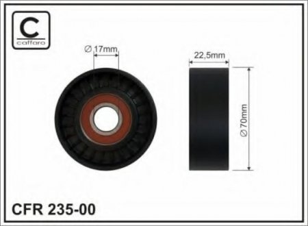 235-00 CAFFARO 70x17x22,5 Ролик паска приводного DB A-klasa W168 Vaneo W414