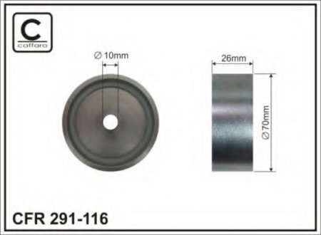 291-116 CAFFARO 70x10x26 Ролик натяжний Hyundai ix35, Sonata, KIA Carens III, Magentis 2.0/2.4 01.05-