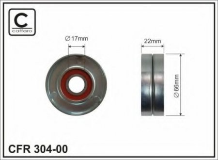 304-00 CAFFARO 65,5x17x21,5 Ролик паска приводного Chevrolet Cruze// Opel Astra H, J, Corsa D, Vectra C, Zafira B, C 1.6/1.8 03.00-