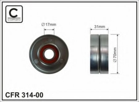 314-00 CAFFARO 70x17x31 Ролик паска приводного Jeep Cherokee, Grand Cherokee II 2.5D/3.1D 10.96-12.01