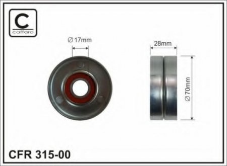 315-00 CAFFARO 70X17X28 metal Ролик паска приводного Chrysler Voyager 2.5TD 95-01