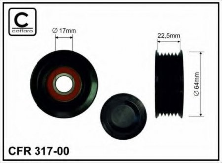 317-00 CAFFARO 62x8x23 Ролик паска приводного DB C W203/W204, E W211, R W251, Sprinter C230-E500 01.05-