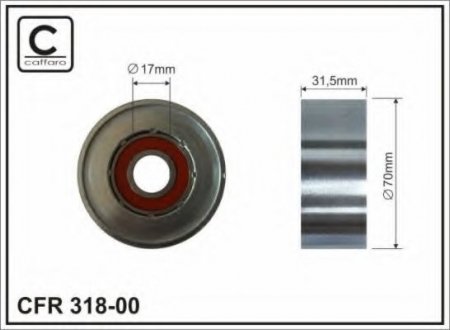 318-00 CAFFARO 70x17x31,5 Ролик паска приводного Toyota Avensis 2.0 VVTi 00- /Previa, Rav-4 II, III 1.6-2.4 97-