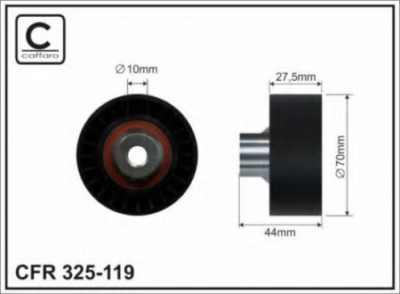 325-119 CAFFARO 70x10x27 Ролик паска приводного Peugeot 207/307 1.4/1.6YHdi