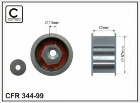 344-99 CAFFARO 57x10x32 Ролик паска приводного Opel Calibra/Omega mot.2,5XE 89-