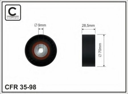 35-98 CAFFARO 70,5x9x28,5 Ролик паска приводного BMW 535I/540 E39 96.04-, 735I/740 E38 96.01-