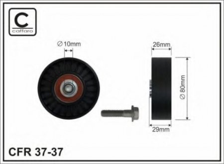 37-37 CAFFARO 80x10x25,5 Ролик паска приводного Fiat Bravo/Marea 96-/Lansia Lybra 00-