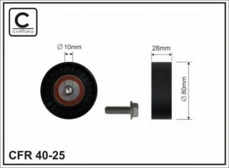 40-25 CAFFARO 80x10x28 Ролик паска приводного Bmw 530/540/730/740 (E34/32)