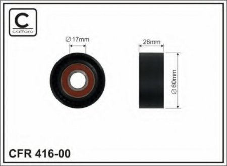 416-00 CAFFARO 60x17x26 Ролик паска приводного Citroen Berlingo,C4/Peugeot 206/307/ Partner 1.6 00-