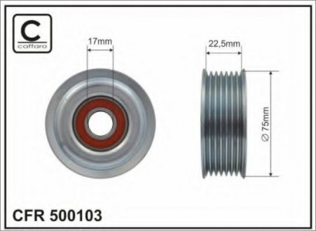 500103 CAFFARO 75x17x26,4 metal Ролик паразитний паска поліклинового Toyota RAV4 2,0/2,2D 06-18