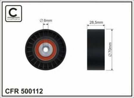 500112 CAFFARO 70x8x28 Ролик паска приводного Audi A6 2.0TDI 04-