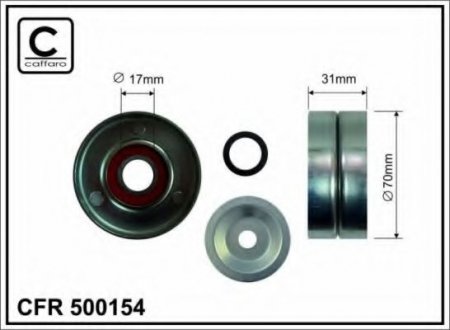 500154 CAFFARO 70x17x31 Ролик паска приводного BMW 5 (F10), 7 (F01, F02, F03, F04), X3 (F25) 2.5/3.0 06.08-