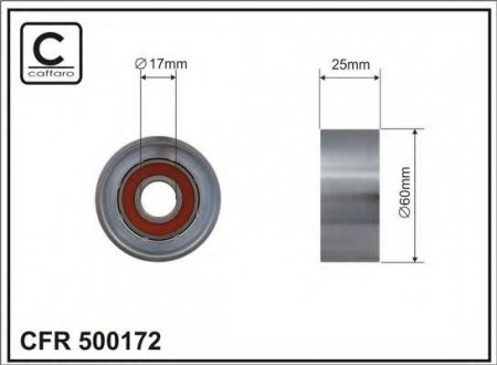 500172 CAFFARO Ролик паска приводного Renault Duster, Dacia Logan 1.4/1.6 09- 60x17x25