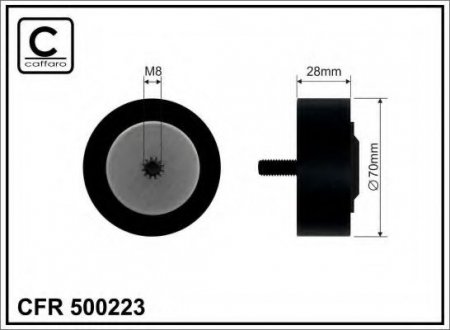 500223 CAFFARO 70x8x28 Ролик паска приводного Mitsubishi Lancer/Outlander 2.0D-DI 07-