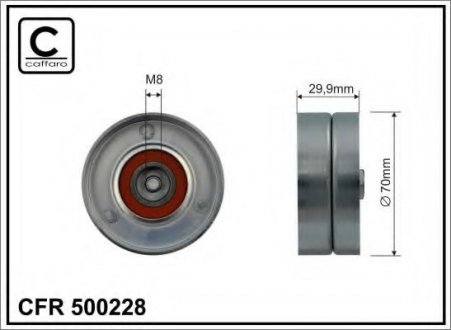 500228 CAFFARO Ролик паса поликлинового 70x8x30 VW LT II 2.8DTDI