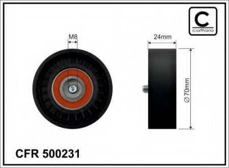 500231 CAFFARO 70x8x24 Ролик паска приводного Mitsubishi Lancer/Outlander 2.0D-DI 07-