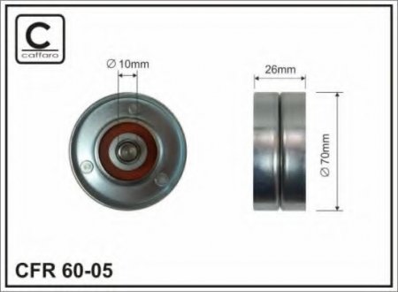 60-05 CAFFARO 70x10x25 metal Ролик паска приводного Chrysler Voyager 2.5 CRD/Jeep Cherokee 00-