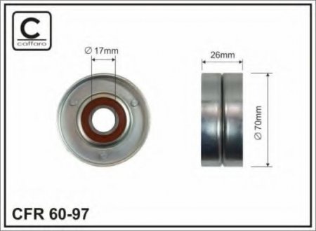 60-97 CAFFARO Ролик натяжного механізму поліклинового ремня (70x26x17mm)