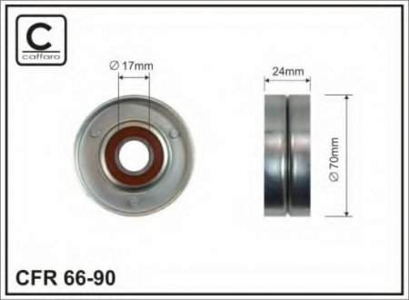 66-90 CAFFARO 70x17x24 Ролик паска приводного Audi A4 3.0, 3.0 Quattro 01-, A6 3.0, 3.0 Quattro 01-