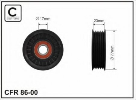 86-00 CAFFARO 77x17x23 Ролик паска приводного Opel X25XE Y26SE