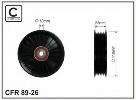 89-26 CAFFARO 119x10x22,5 Ролик паска приводного VOLVO C70 I, S40 I, S60 I, S70, S80 I, V40, V70 I, V70 II, XC70 I, XC90 I 1.6-3.0 12.95-12.14