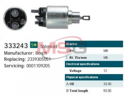 Реле втягуюче стартера 333243