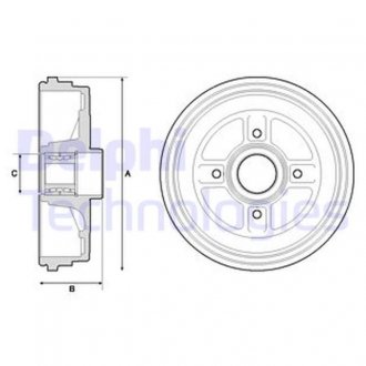 BFR496 Delphi DELPHI RENAULT барабан гальмівний з підшипн.Clio III 05-