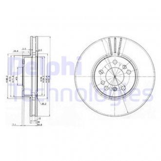 BG3628 Delphi Диск гальмівний BMW X3(E83)/X5(E53) "F D=332mm "00-11