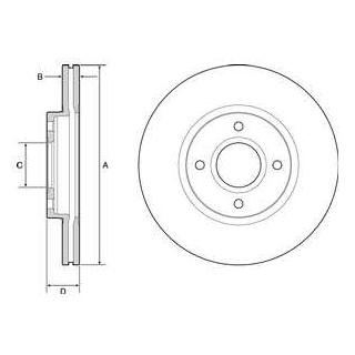 BG4569 Delphi DELPHI FORD Диск тормозн.передн.Fiesta VI,B-Max,Transit Courier 12-