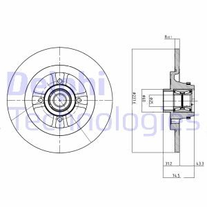 BG9025RS Delphi Гальмівний диск з підшипником