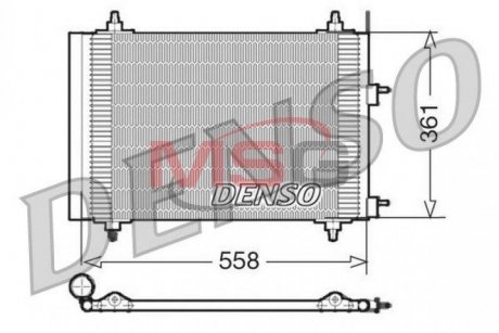 DCN21015 DENSO Радіатор кондиціоіонера PEUGEOT 307 (3A/C) 00-,307 Break (3E) 02-,307 CC (3B) 03-,307 SW (3H) 02-