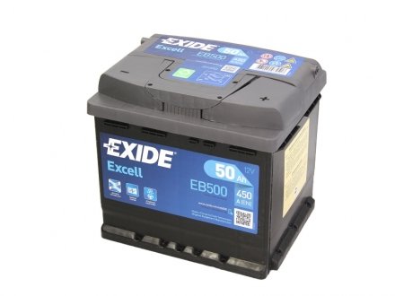 EB500 EXIDE Акумулятор Exide Excell 12В 50Ач 450А(EN) R+ EB500 